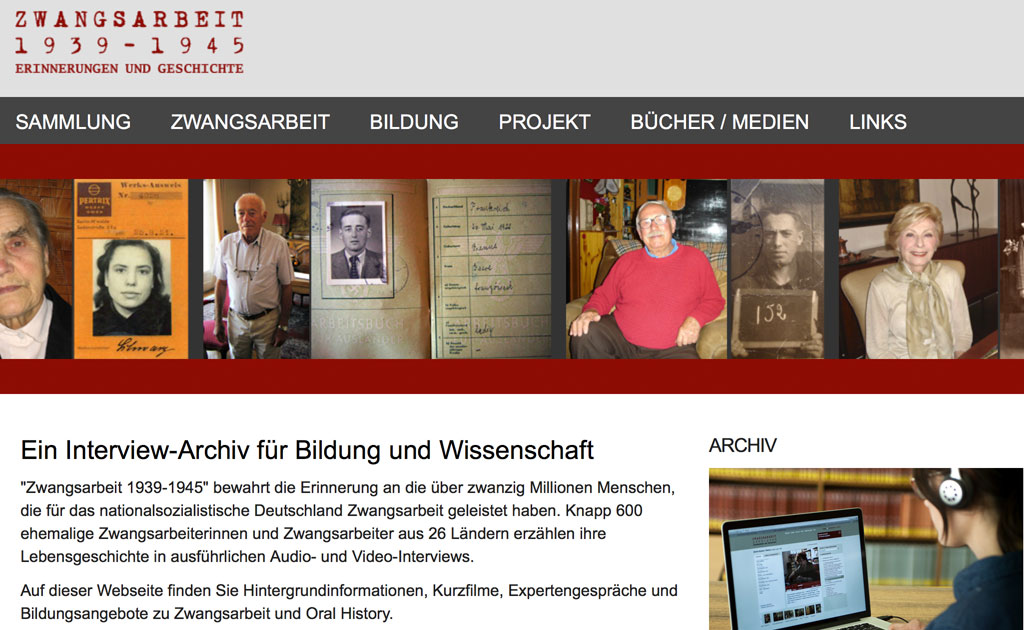 Startseite Website - Zwangsarbeit 1939-1945